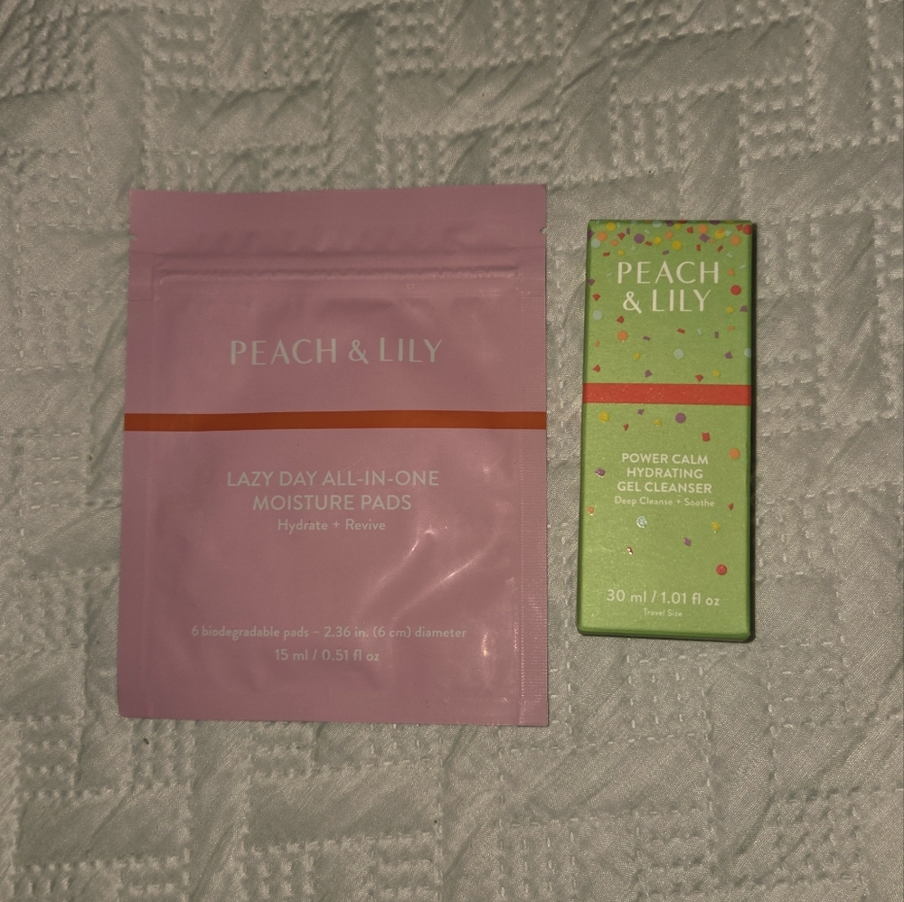 Peach & Lily Power Calm Hydrating Gel Cleanser 30ml & Lazy All In 1Moisture Pads